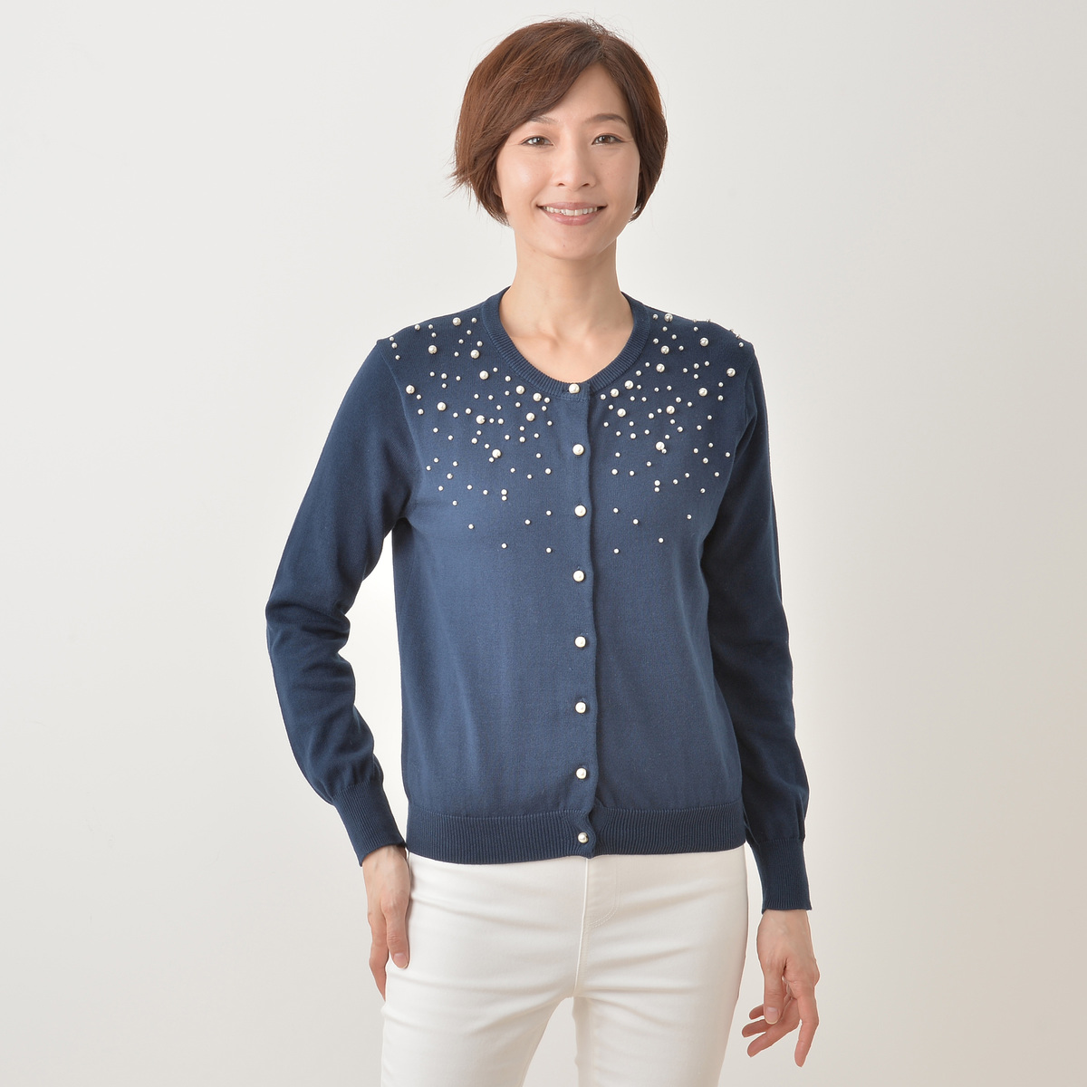 Arabis パール調ビーズ刺繍カーディガン アラビス Arabis No Qvc Jp