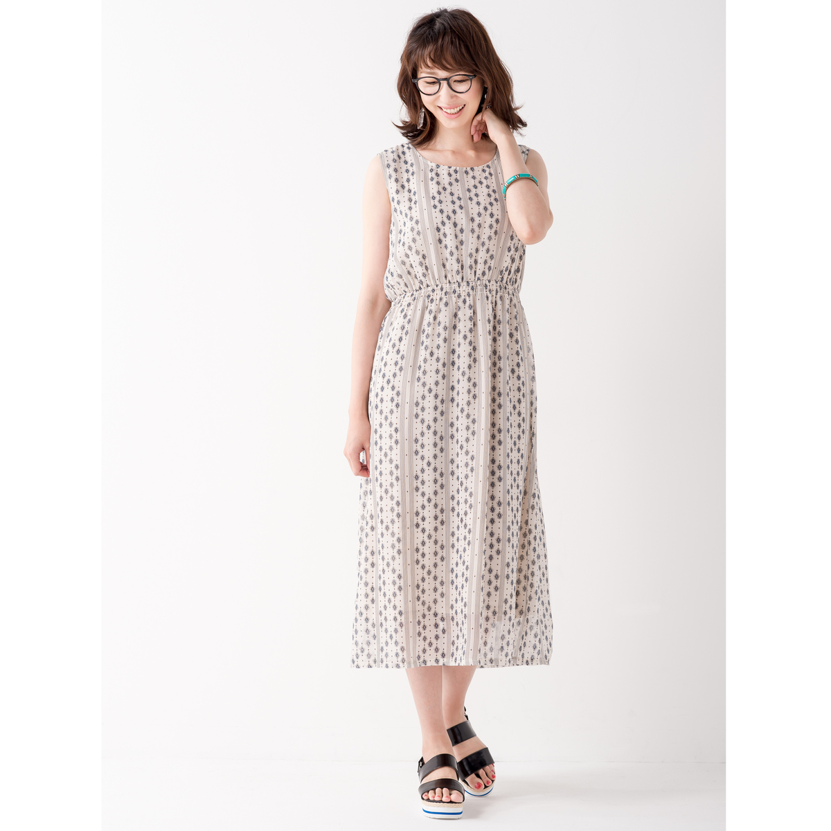 Coeur Sucre マキシ丈プリントワンピース クールシュクレ Coeur Sucre No Qvc Jp