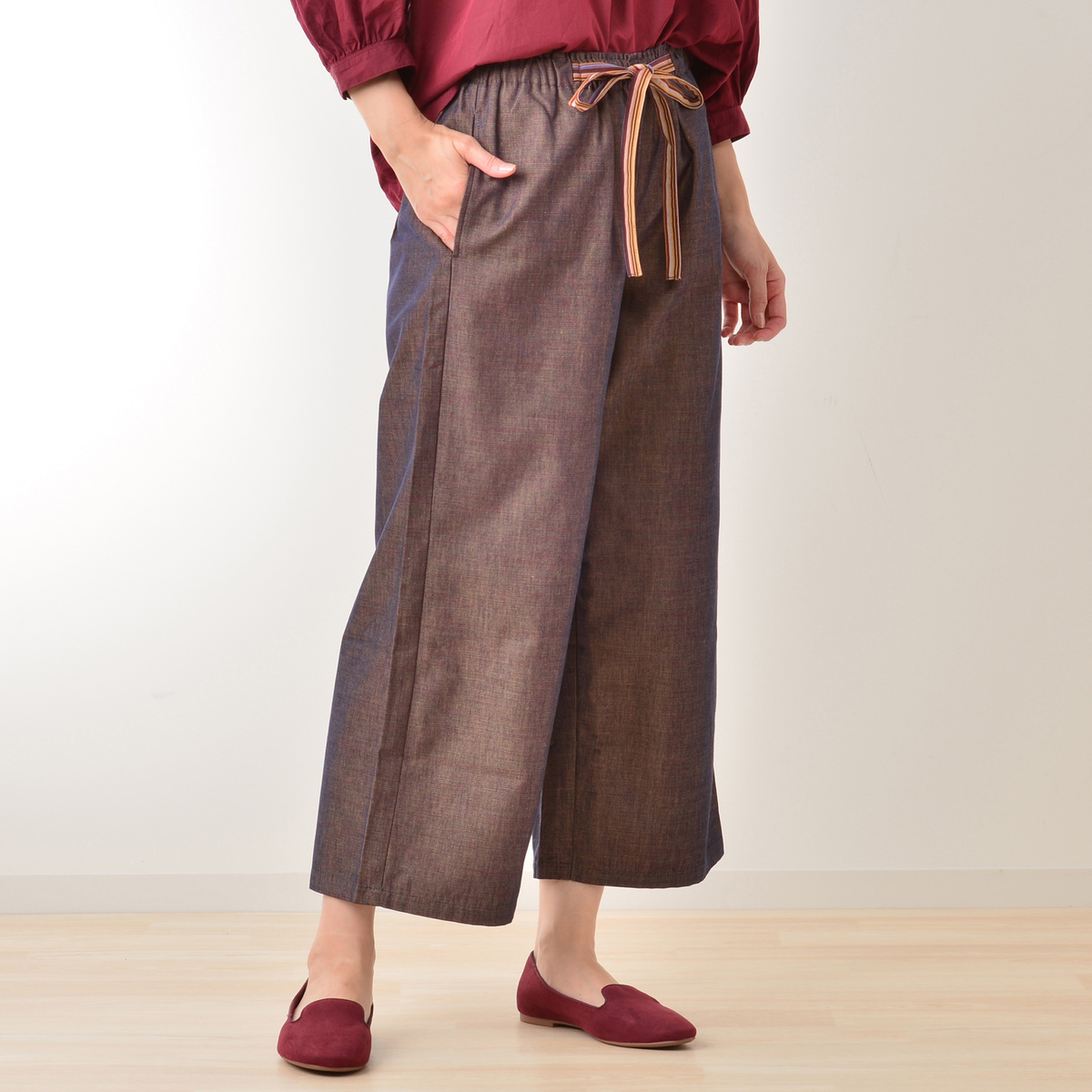 三河木綿ワイドパンツ Nagominosato ナゴミノサト No Qvc Jp