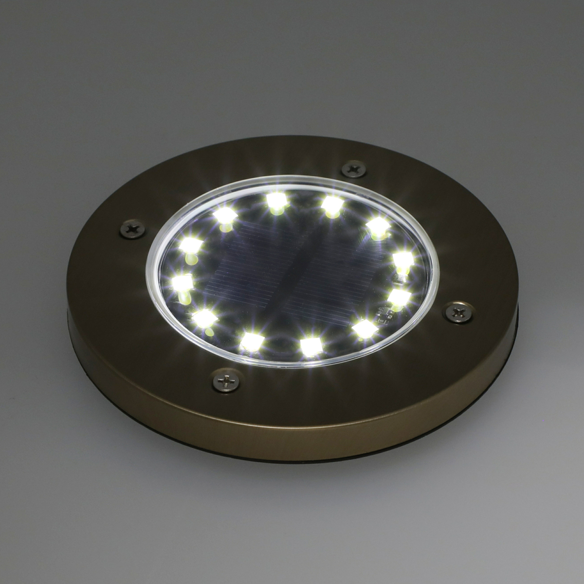LED12個搭載 ディスク型LEDソーラーライト 4個セット ベルアンド