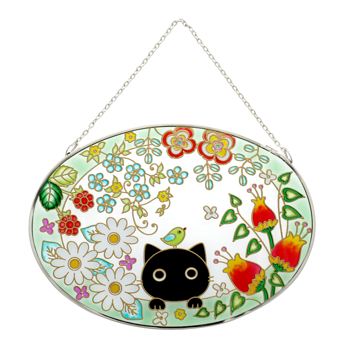 猫とお花のステンドグラス風 プレート 猫ねこコレクション Neko Neko Collection No Qvc Jp