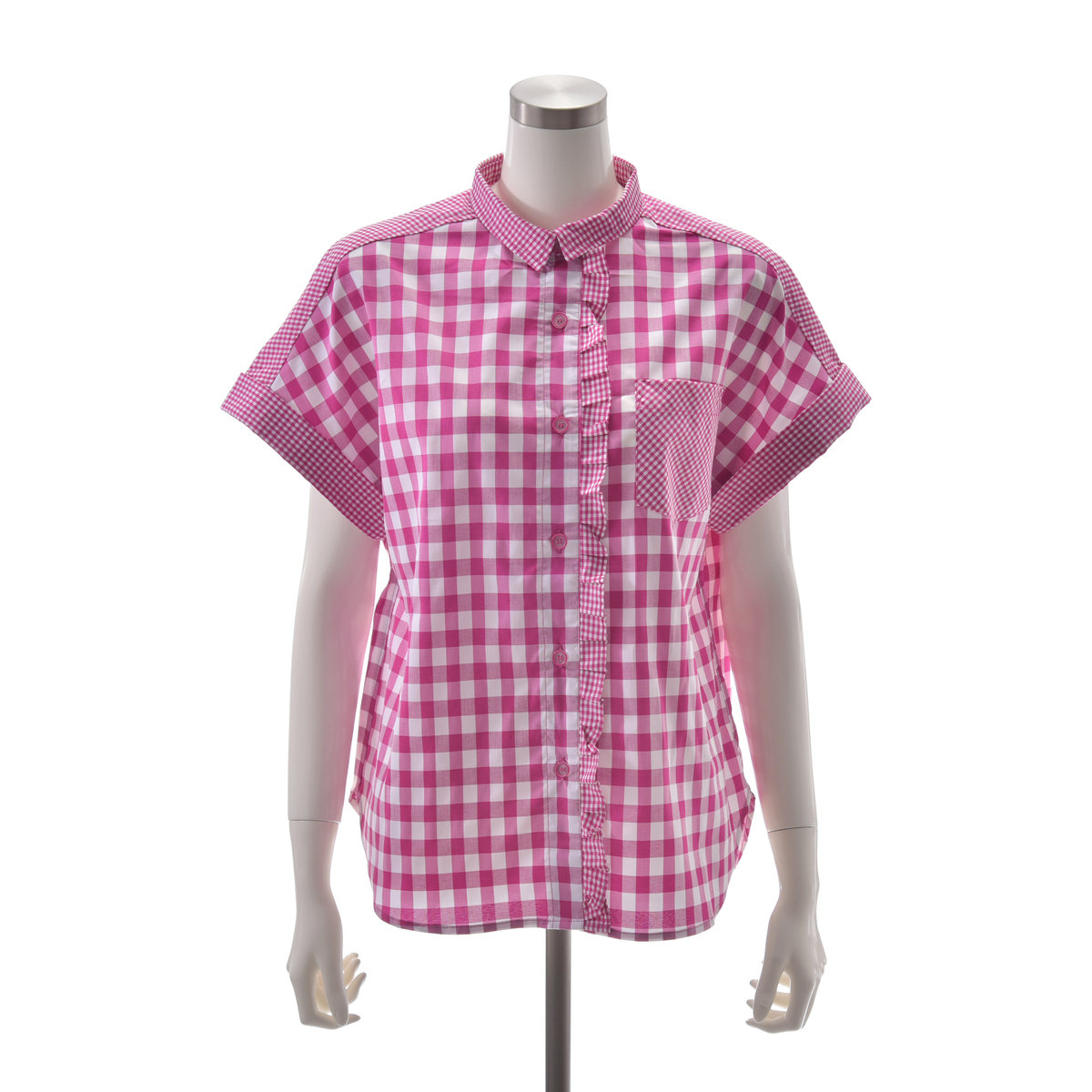 Love フェミニンふりるのギンガムチェックシャツ アンドラブ Love Qvc Jp