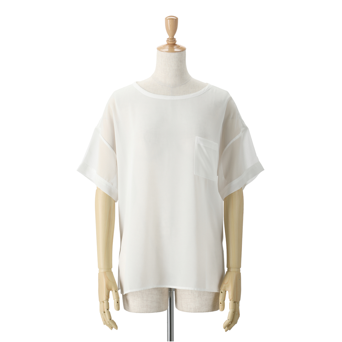 ＜QVCジャパン＞ Wynne Layers ポケット付きシフォンTシャツ ＜サイズ＞ L ＜カラー＞ ホワイト