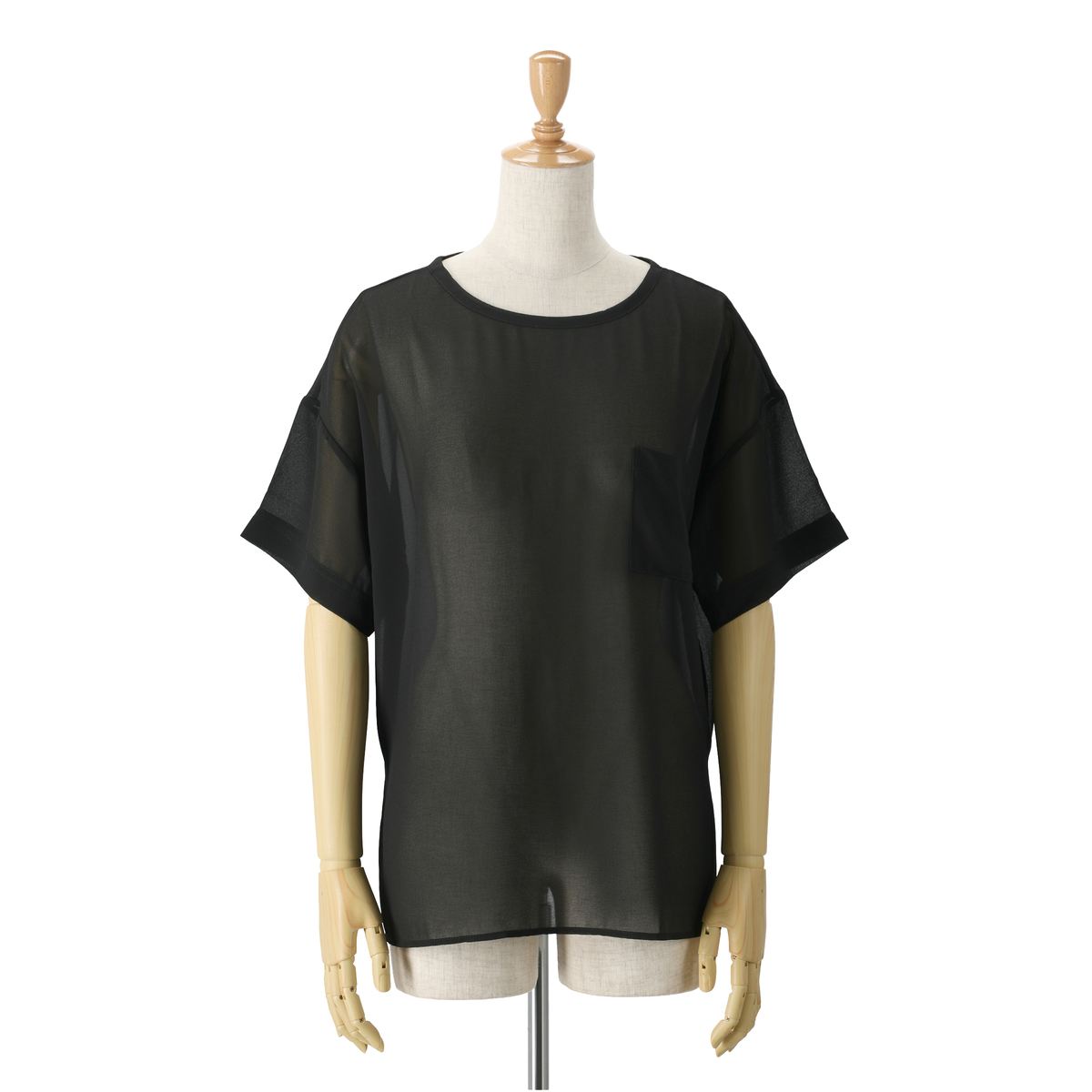 ＜QVCジャパン＞ Wynne Layers ポケット付きシフォンTシャツ ＜サイズ＞ L ＜カラー＞ ブラック画像