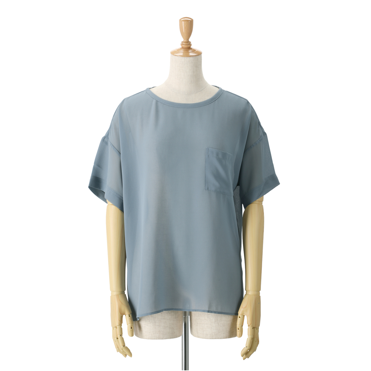 ＜QVCジャパン＞ Wynne Layers ポケット付きシフォンTシャツ ＜サイズ＞ L ＜カラー＞ ブルー