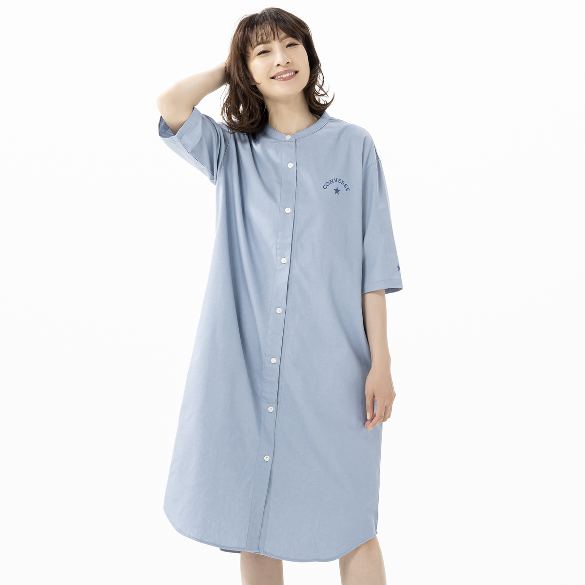 Converse Homewear シャンブレーのリラックスワンピース コンバースホームウェア Converse Homewear No Qvc Jp