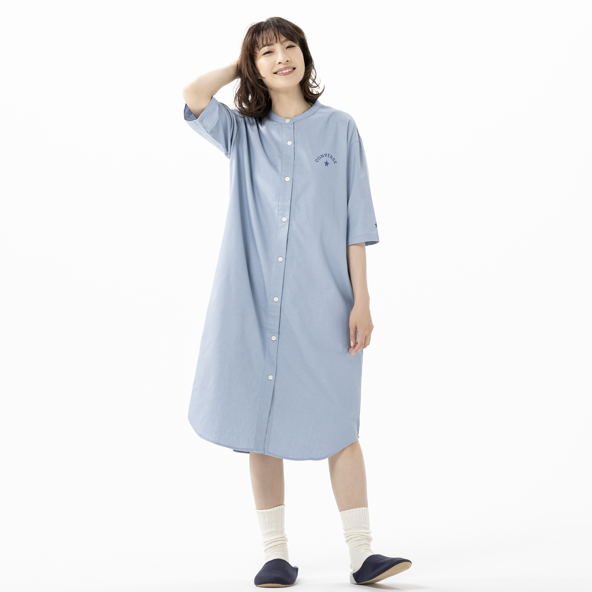 Converse Homewear シャンブレーのリラックスワンピース コンバースホームウェア Converse Homewear No Qvc Jp