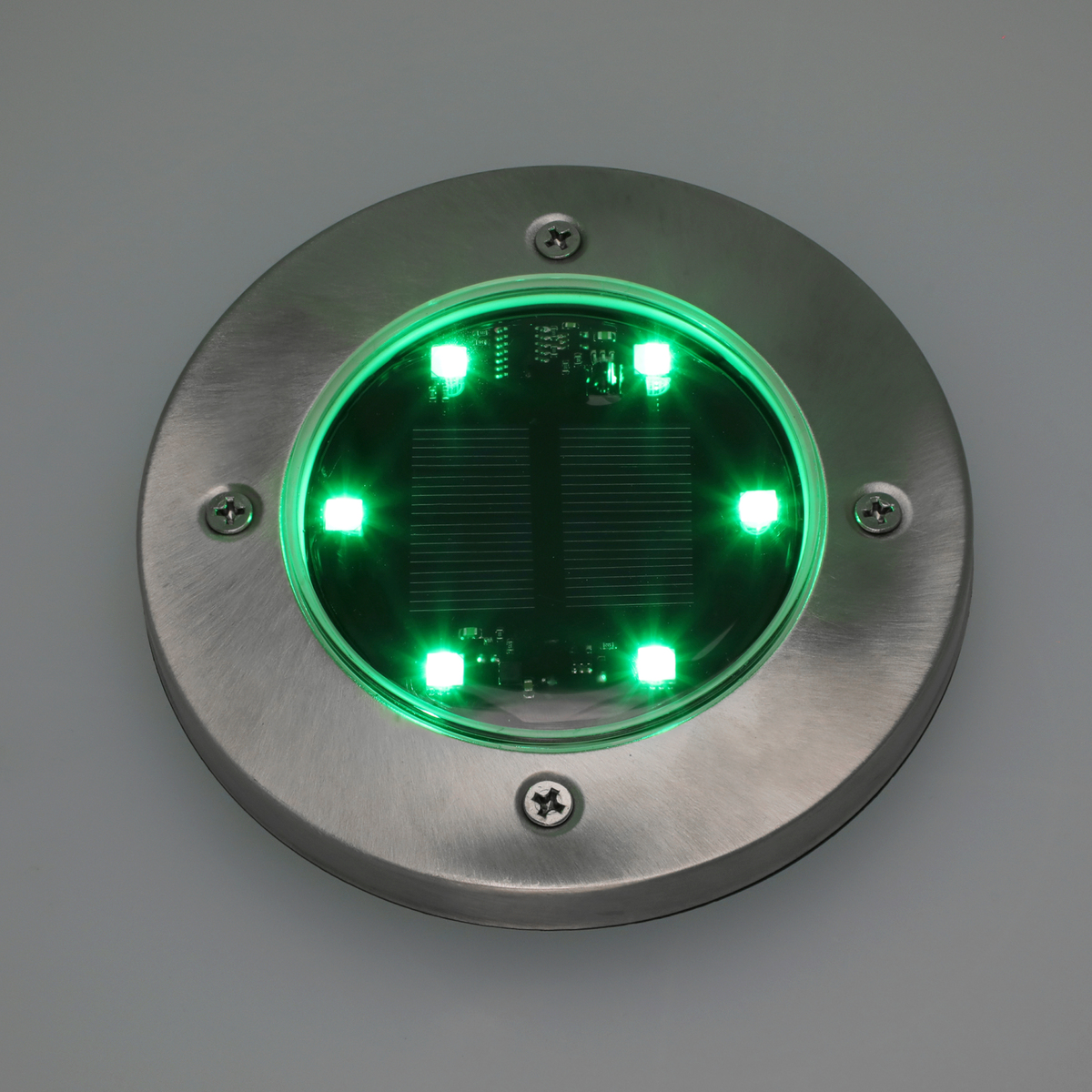  ライトのカラーが変わる ディスク型LEDソーラーライト  シルバー