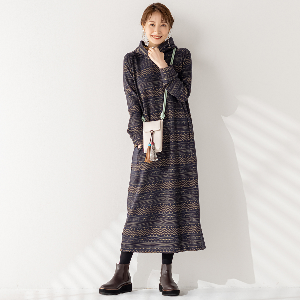 Calma 柔らかタッチ フォークロアフーディーワンピース エスパスデカルマ Espace De Calma Qvc Jp