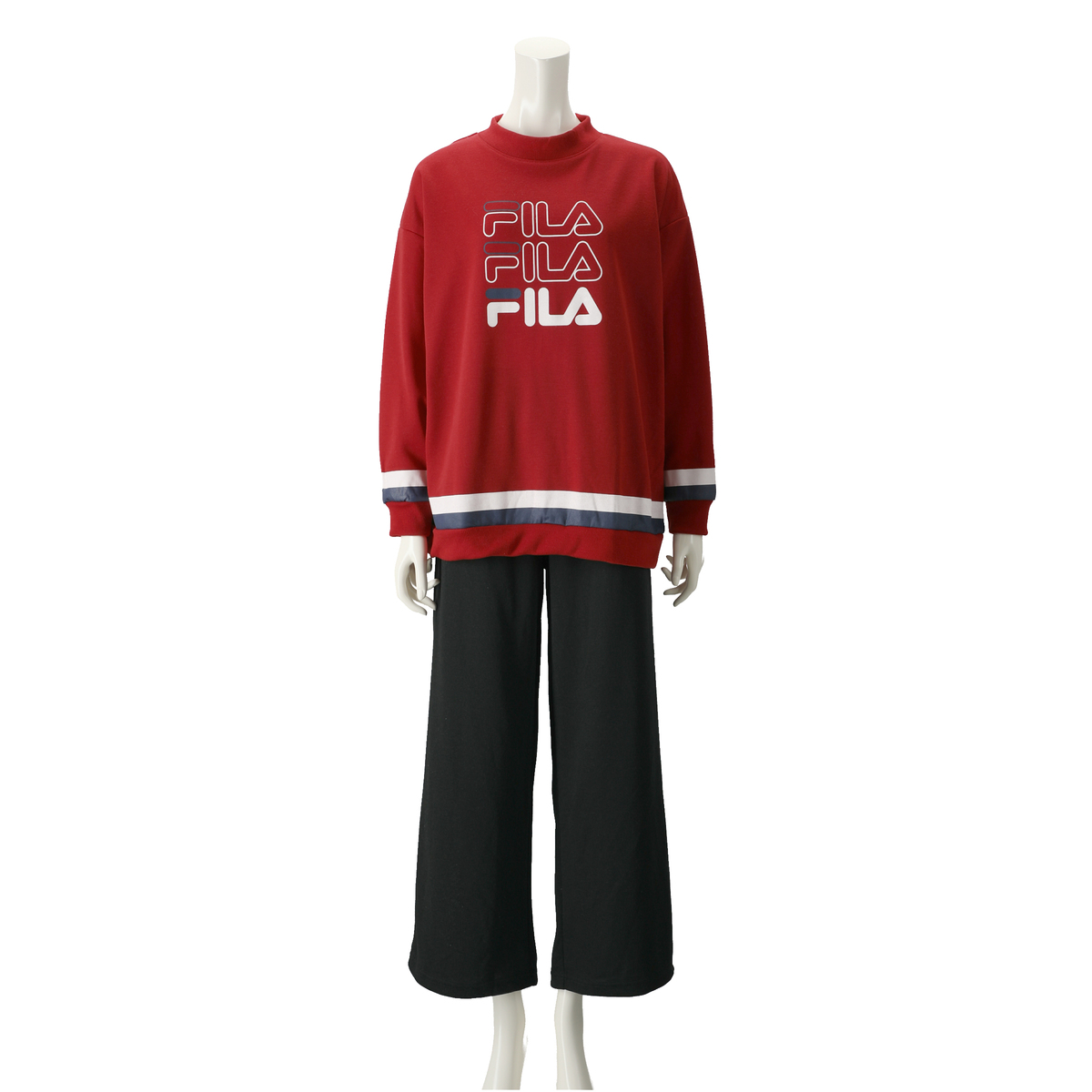 Fila リブネックロゴ入りトップス パンツルームウエアセット フィラ Fila Qvc Jp