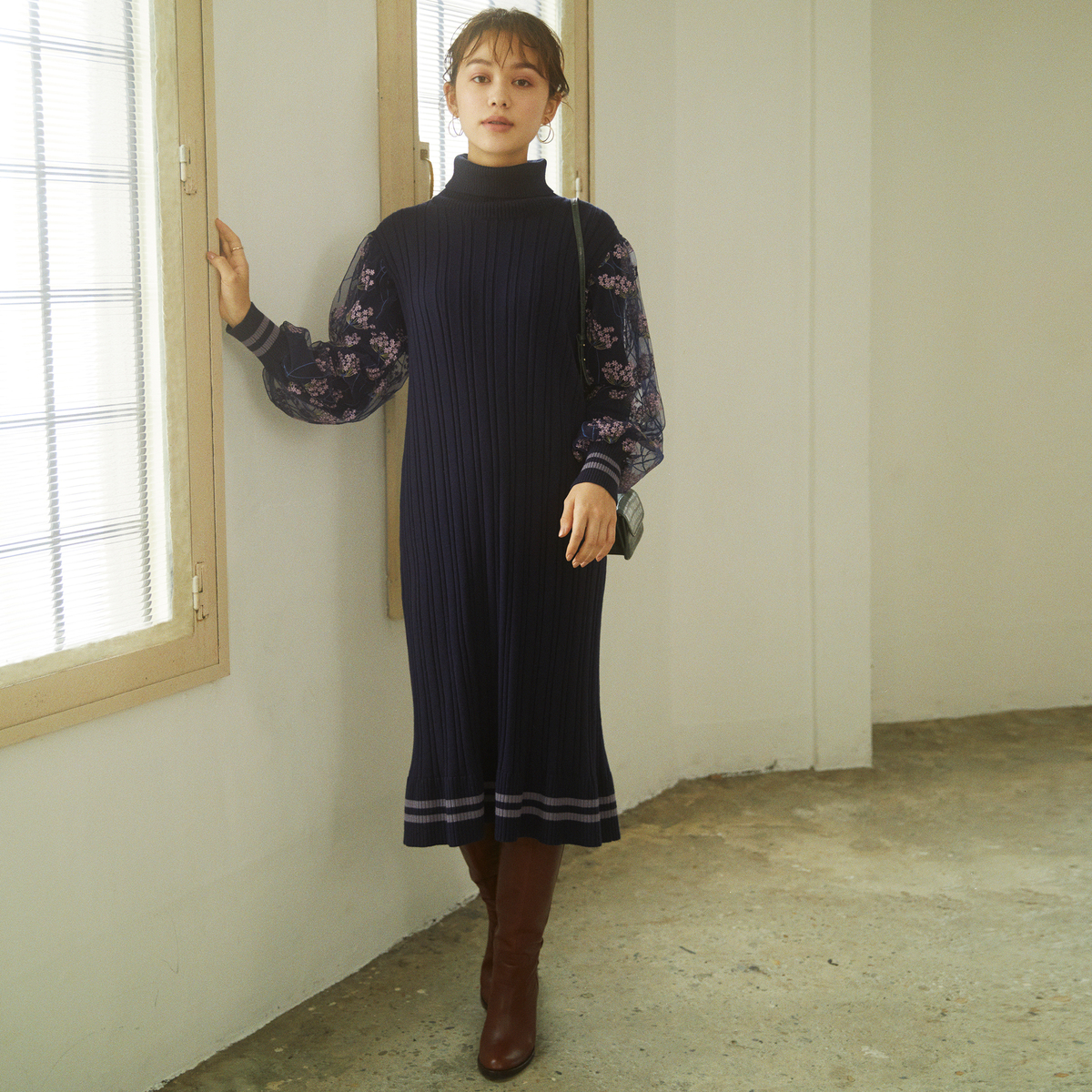 Anatelier 袖チュールニットワンピース アナトリエ Anatelier Qvc Jp