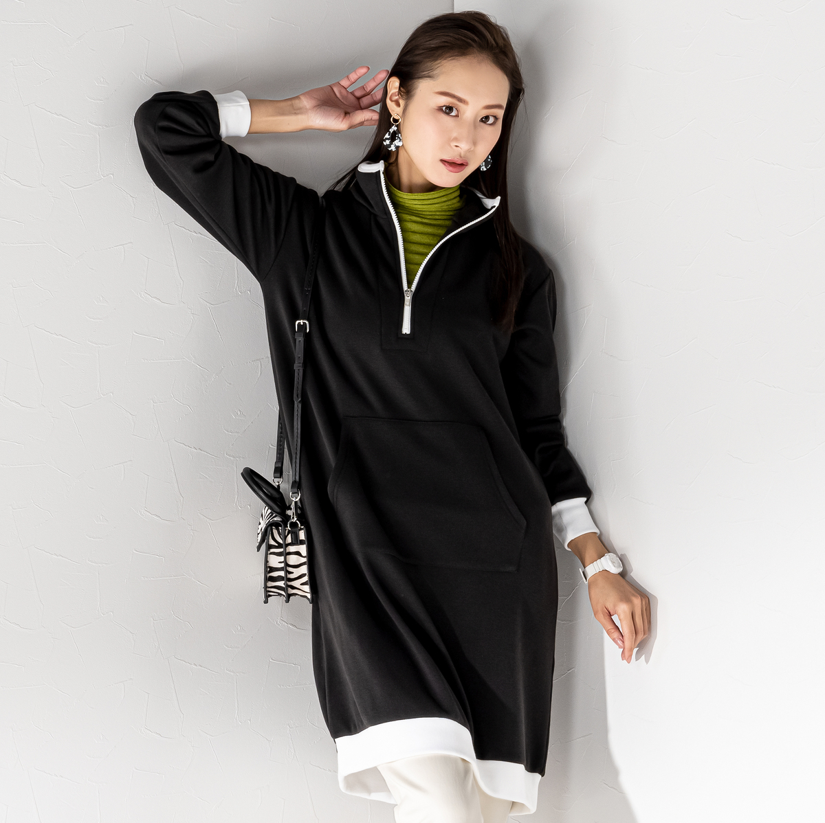 Provador ぬくぬく裏起毛 スタンドジップワンピース 麻布プロバドール Qvc Jp