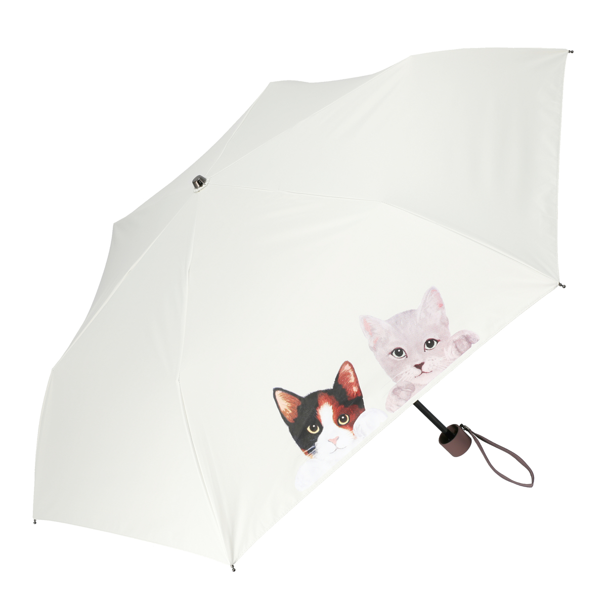 ねこと毎日UV1級遮光+晴雨兼用ヒョッコリネコ折傘