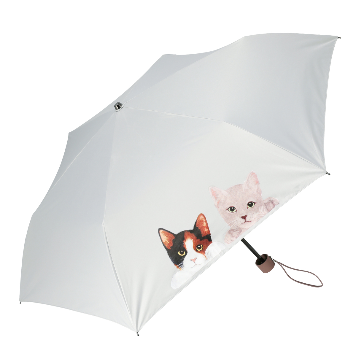ねこと毎日UV1級遮光+晴雨兼用ヒョッコリネコ折傘