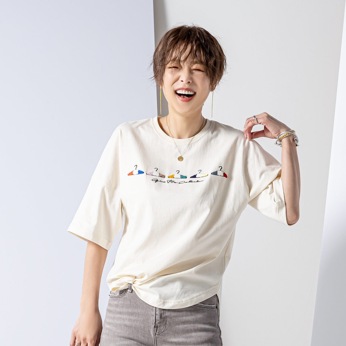 Give Re-Collection ハンガーサガラ刺繍Tシャツ ギブリコレクション（Give Re Collection） - QVC.jp