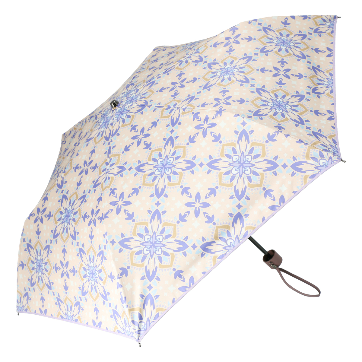  ルナジュメール UV+1級遮光+晴雨兼用 タイル柄折傘  ピンク
