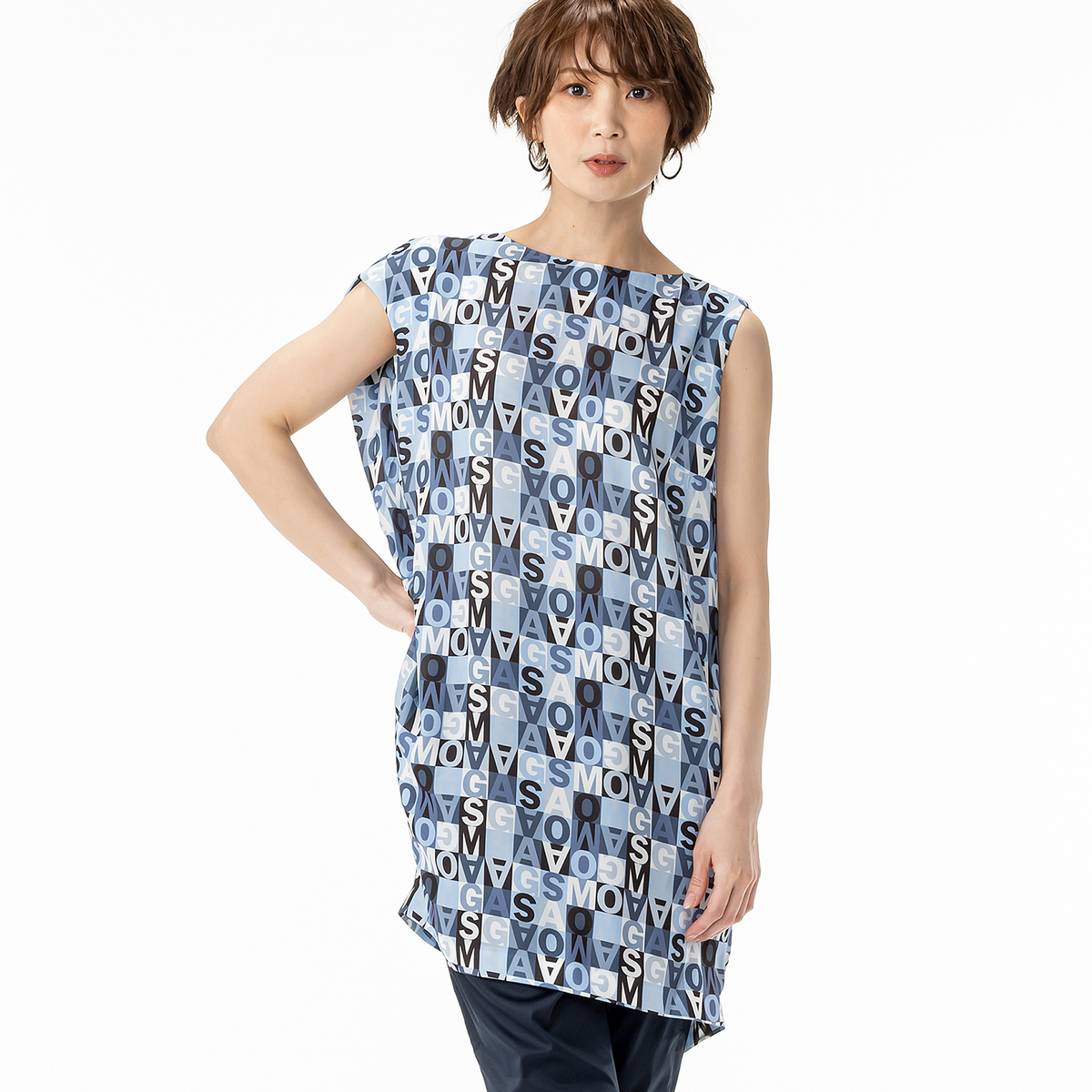 Masago カラフルブロックパターンのゆるいワンピース マサゴ Masago Qvc Jp