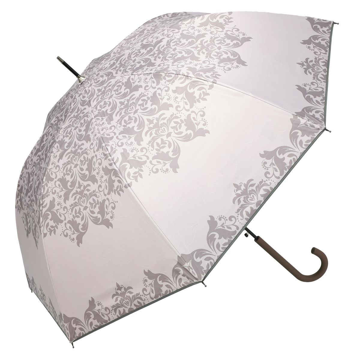  ルナジュメール UV+1級遮光+晴雨兼用 ダマスク柄長傘  ピンク