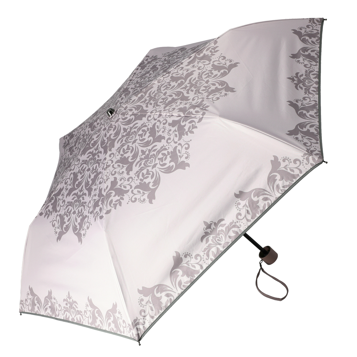  ルナジュメール UV+1級遮光+晴雨兼用 ダマスク柄折傘  ピンク