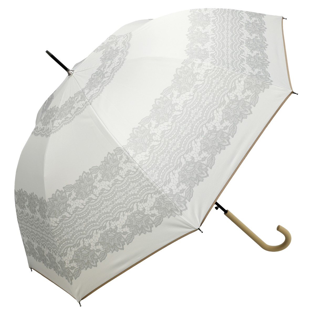  ルナジュメール UV+1級遮光+晴雨兼用 レース柄 長傘  オフホワイト