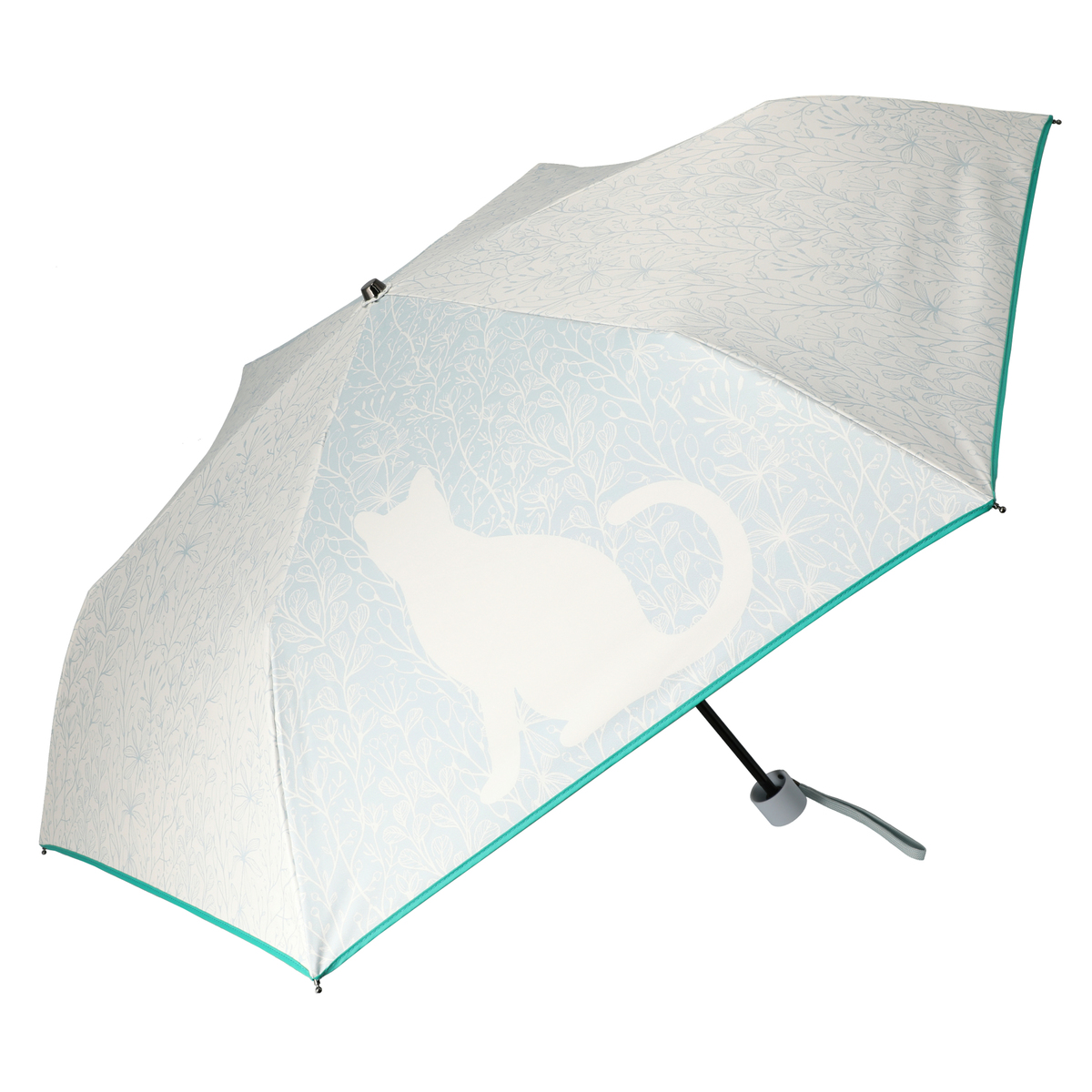 ねこと毎日UV1級遮光+晴雨兼用 草木猫折傘
