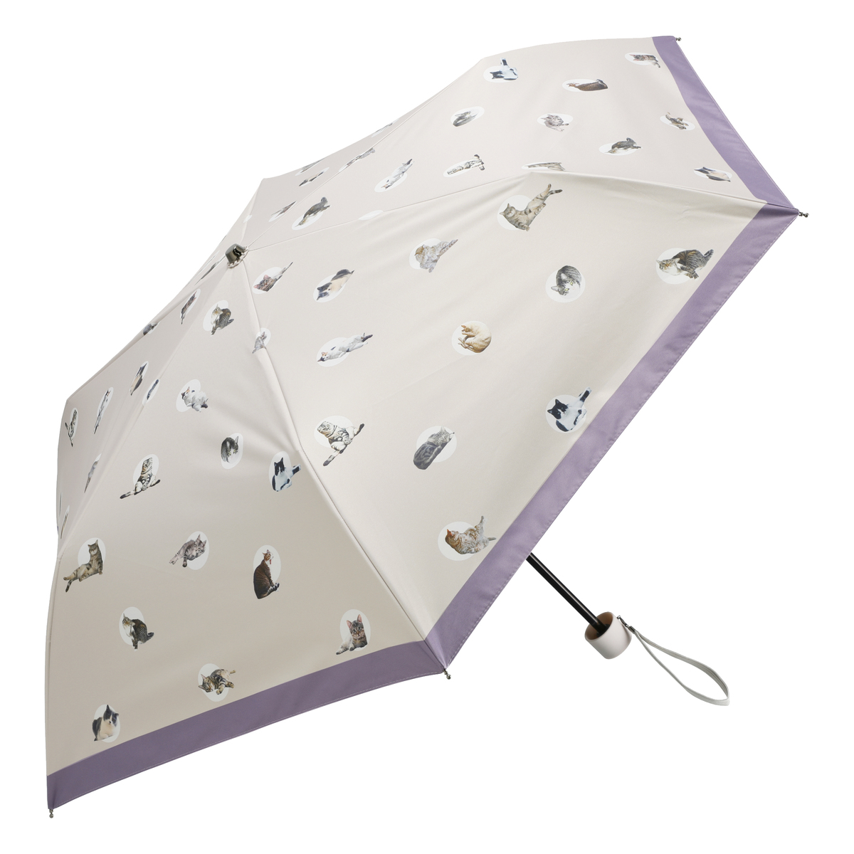 ねこと毎日 UV+1級遮光+晴雨兼用 リアルネコ折傘