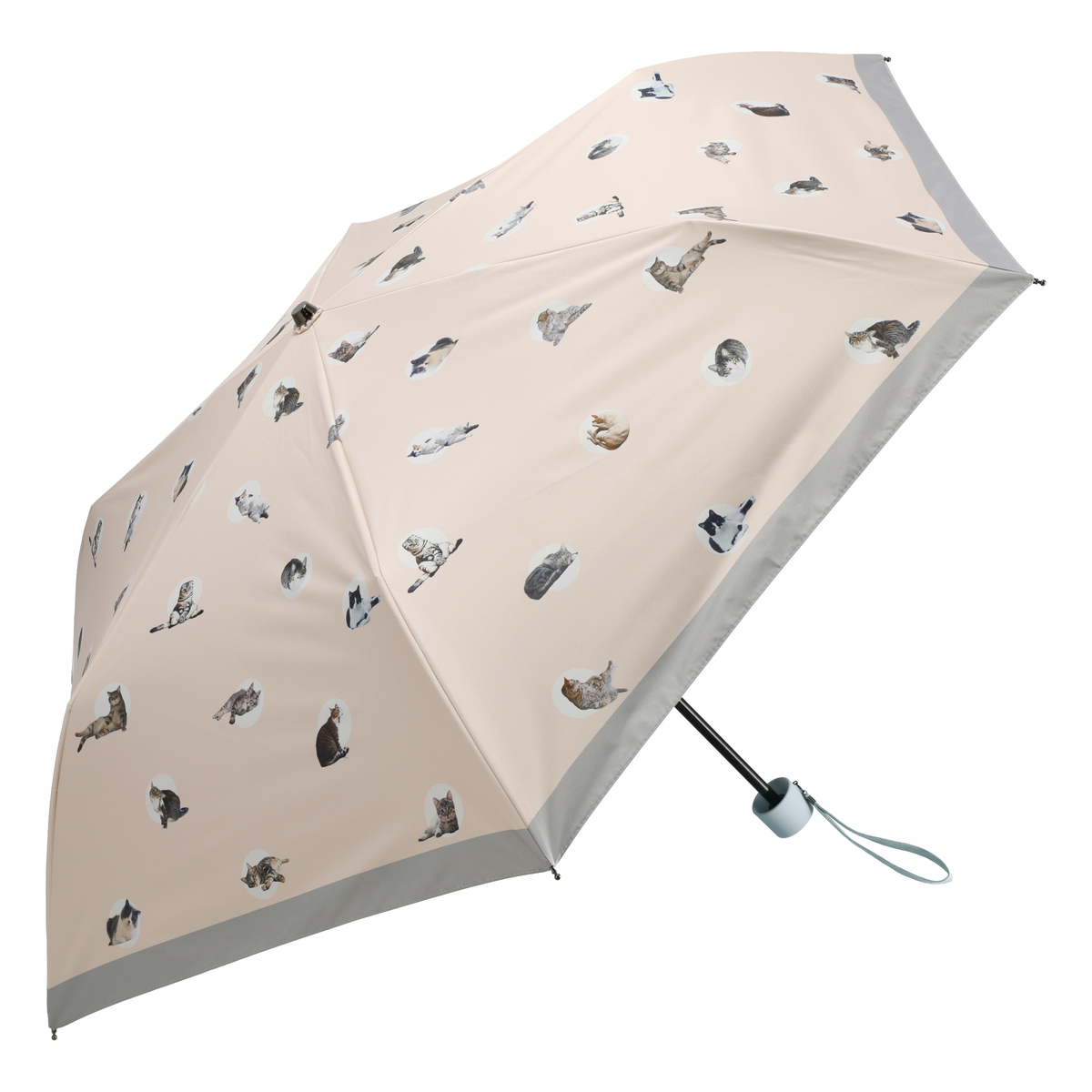 ねこと毎日 UV+1級遮光+晴雨兼用 リアルネコ折傘