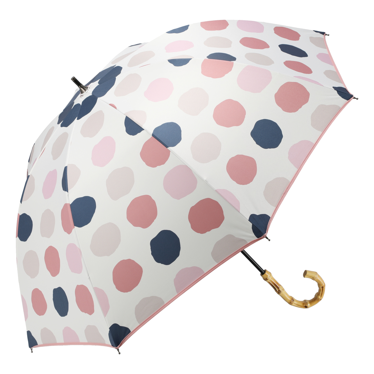  ルナジュメール UV+1級遮光+晴雨兼用 水玉ショート傘  オフホワイト
