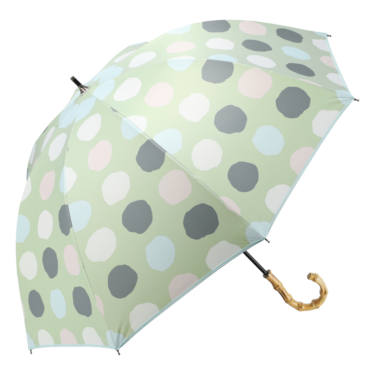  ルナジュメール UV+1級遮光+晴雨兼用 水玉ショート傘  グリーン