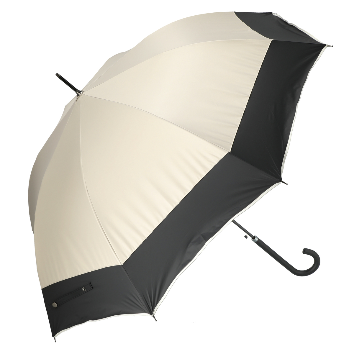 ＜QVCジャパン＞ ルナジュメール UV1級遮光+耐風+撥水パイピング長傘 ＜カラー＞ グレージュ
