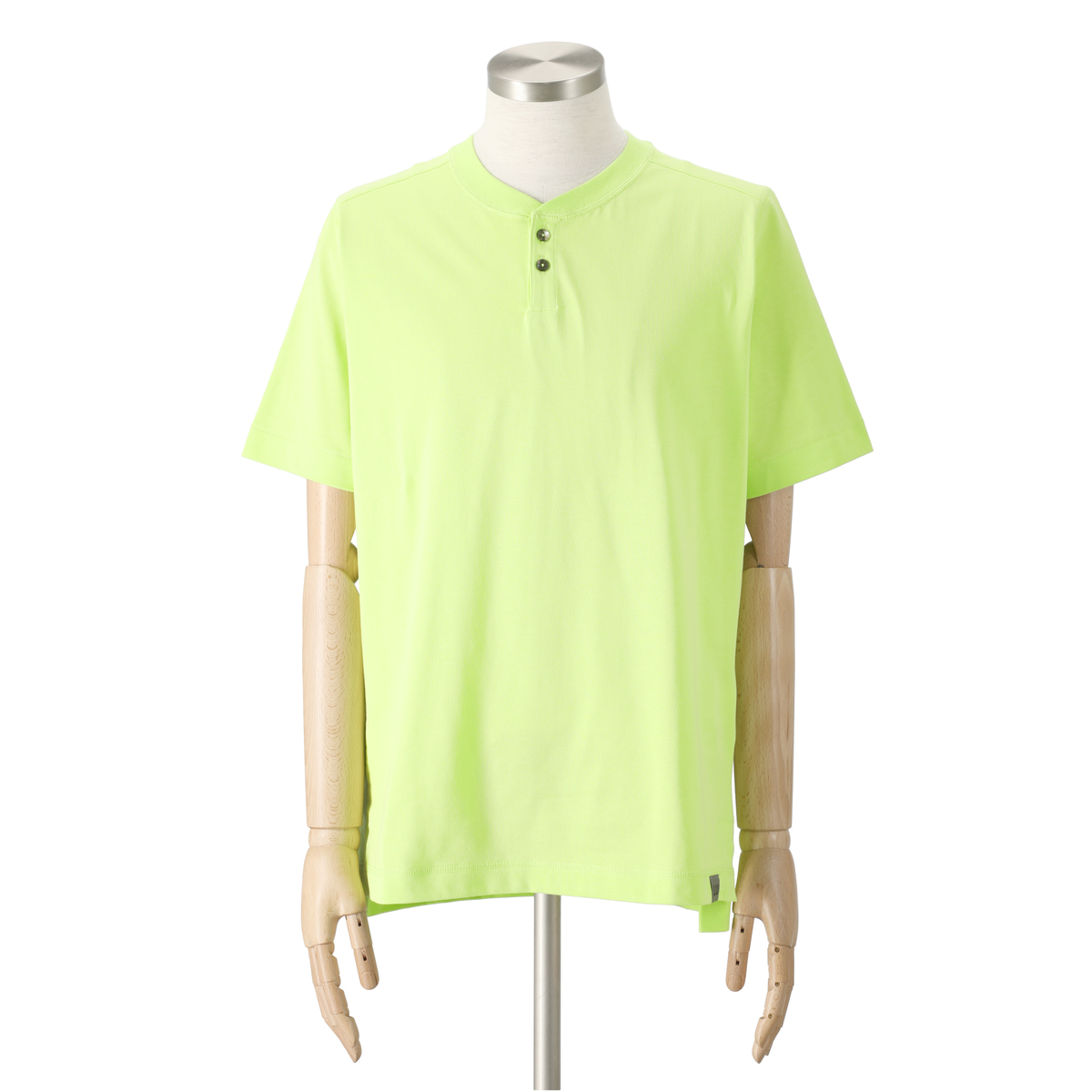 ＜QVCジャパン＞ Lucca Uomo alla moda ベーシックヘンリーネックTシャツ ＜サイズ＞ L ＜カラー＞ ネオングリーン