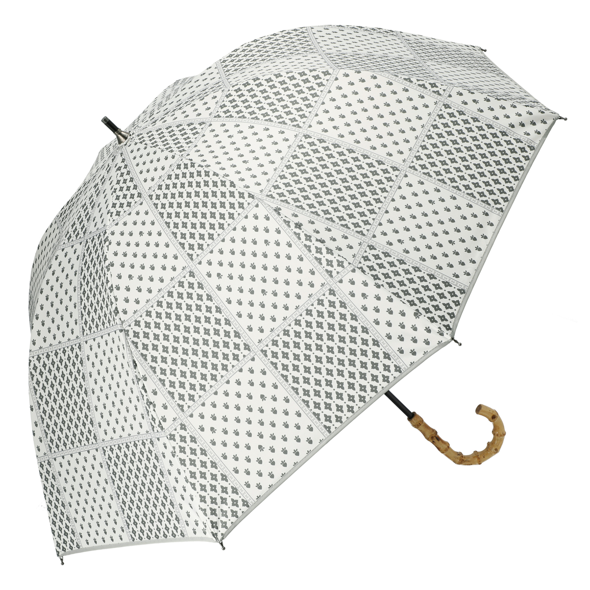  ルナジュメール UV+1級遮光竹手元グレーマルチ柄ショート傘  パッチワーク