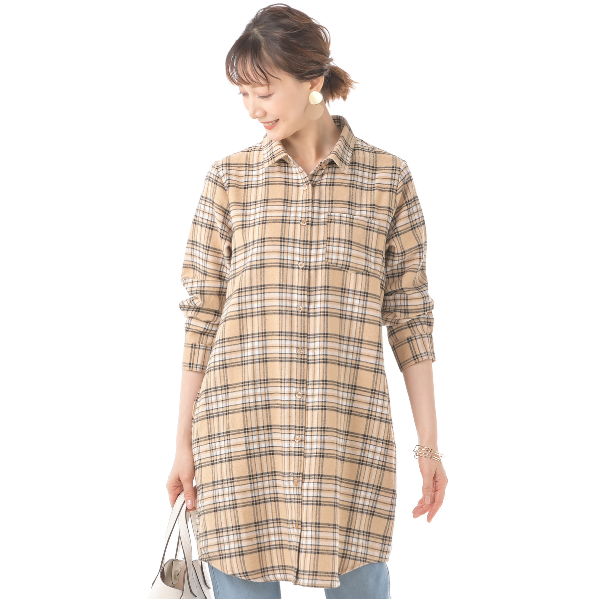 Provador コットン混フランネル シャツワンピース 麻布プロバドール Qvc Jp