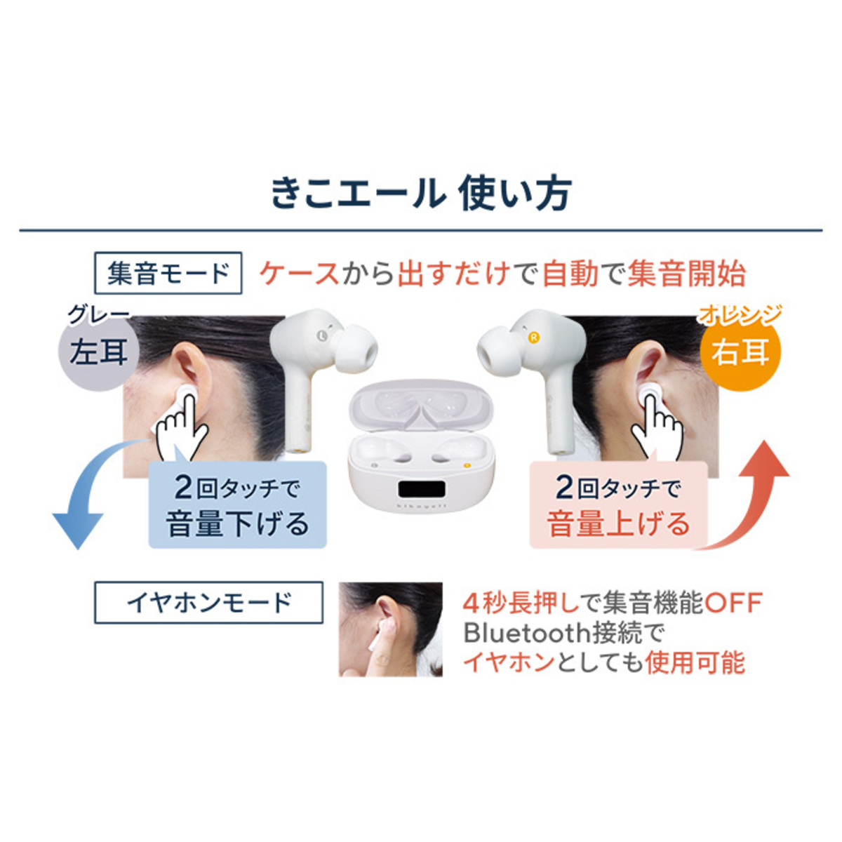 雑音カット機能搭載ワイヤレス集音器 きこエール きこエール - QVC.jp