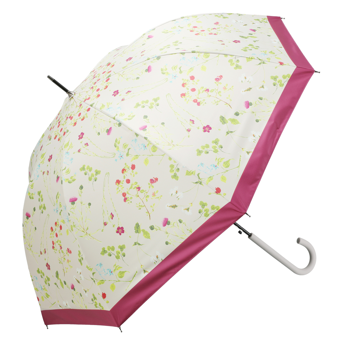 ルナジュメール UV+1級遮光+晴雨兼用ボタニカル柄長傘  ピンク