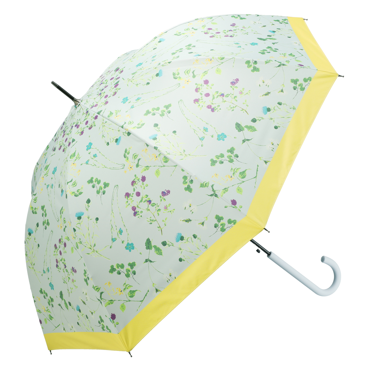  ルナジュメール UV+1級遮光+晴雨兼用ボタニカル柄長傘  イエロー