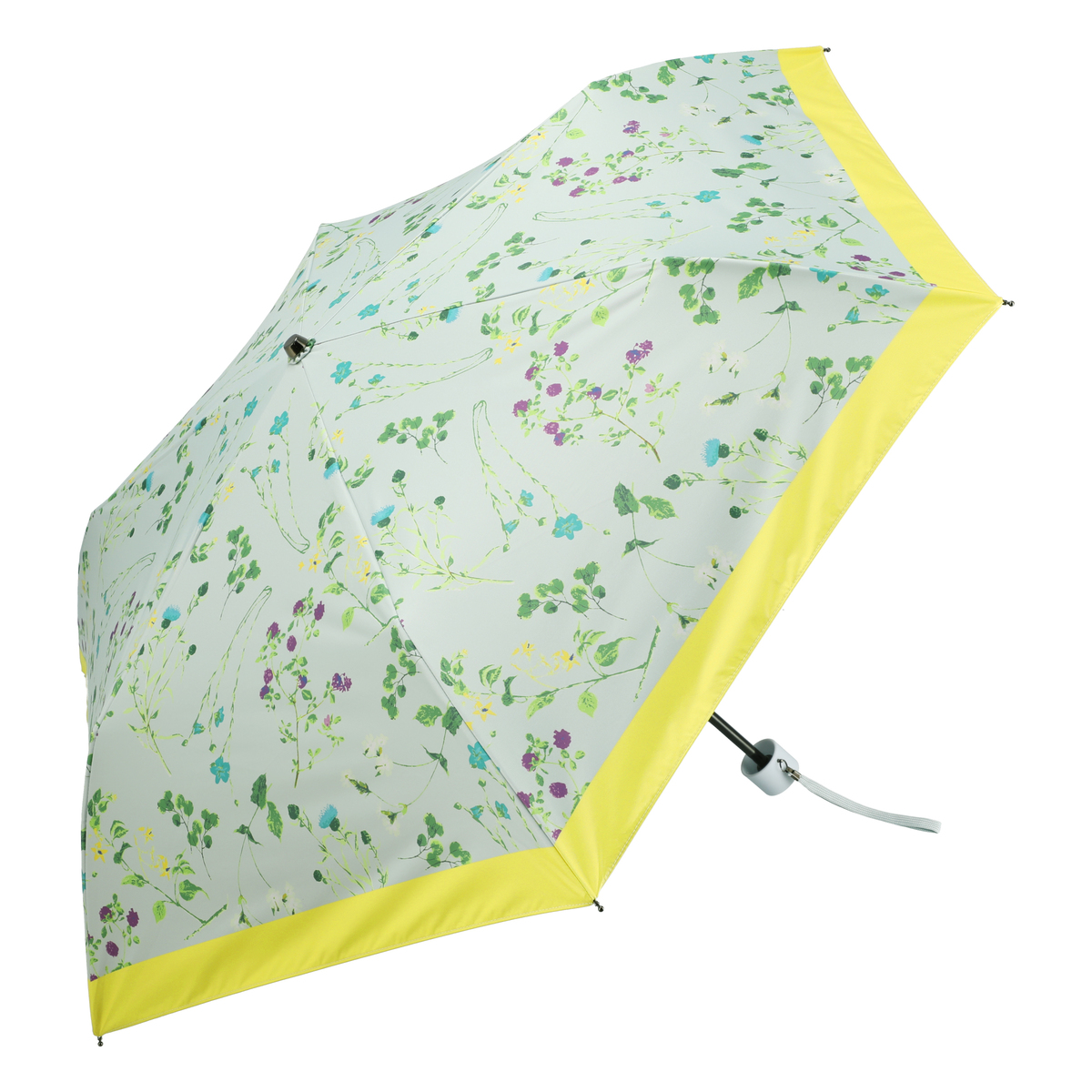  ルナジュメール UV+1級遮光+晴雨兼用ボタニカル柄折傘  イエロー