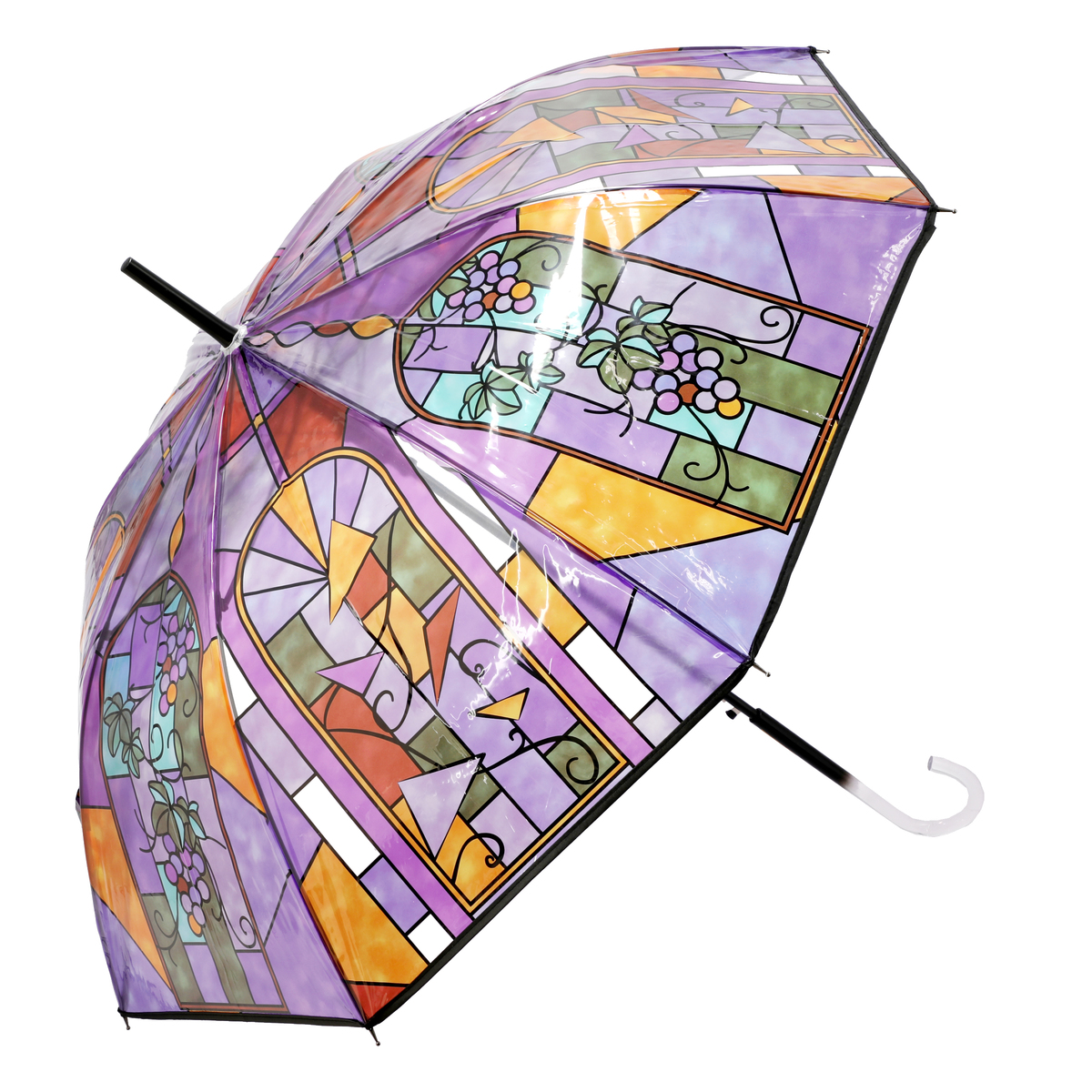  ルナジュメール ステンドグラス柄 ビニール雨傘2色セット  ぶどう/バラ
