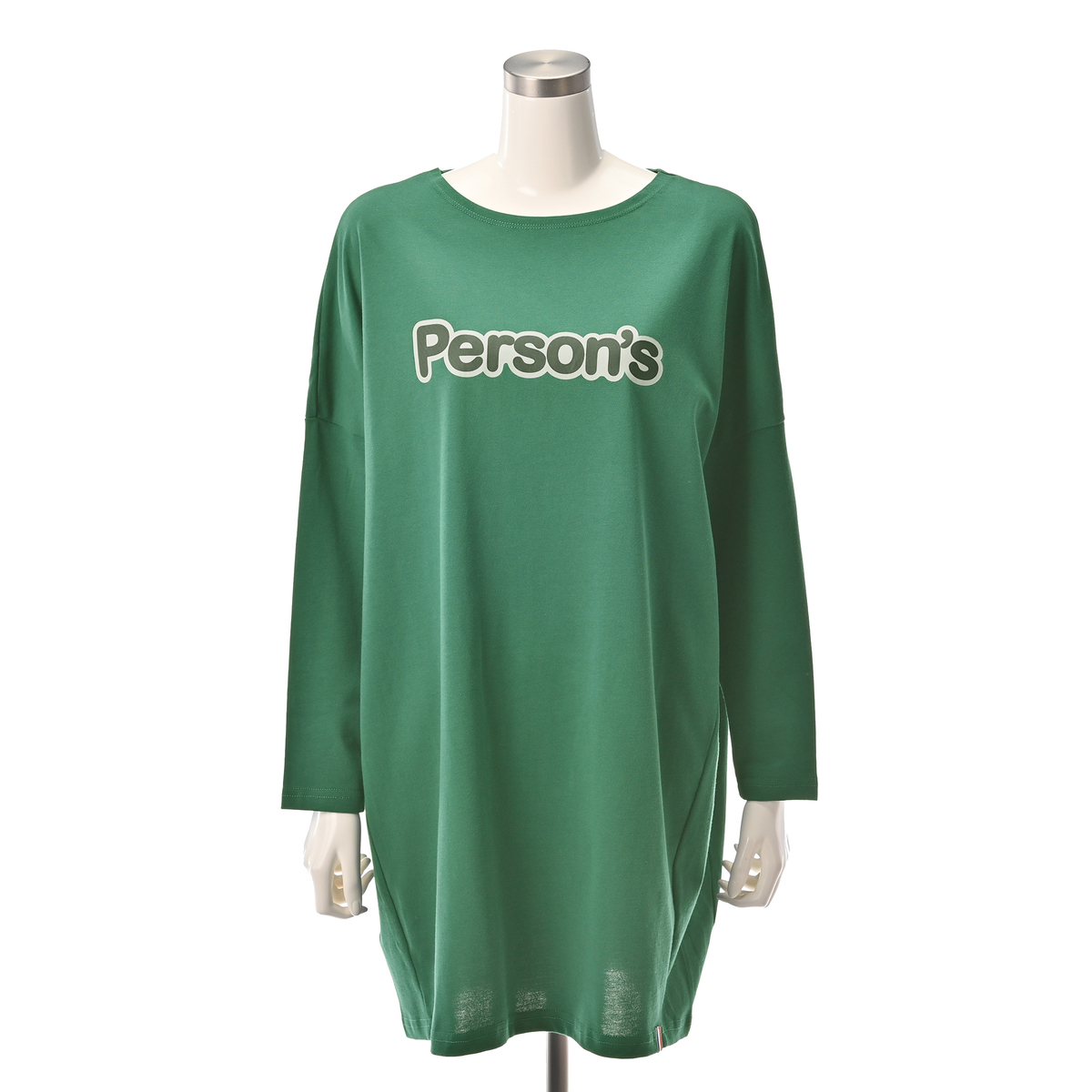 ＜QVCジャパン＞ PERSONS ロゴチュニックTシャツ ＜サイズ＞ L ＜カラー＞ ダークグリーン