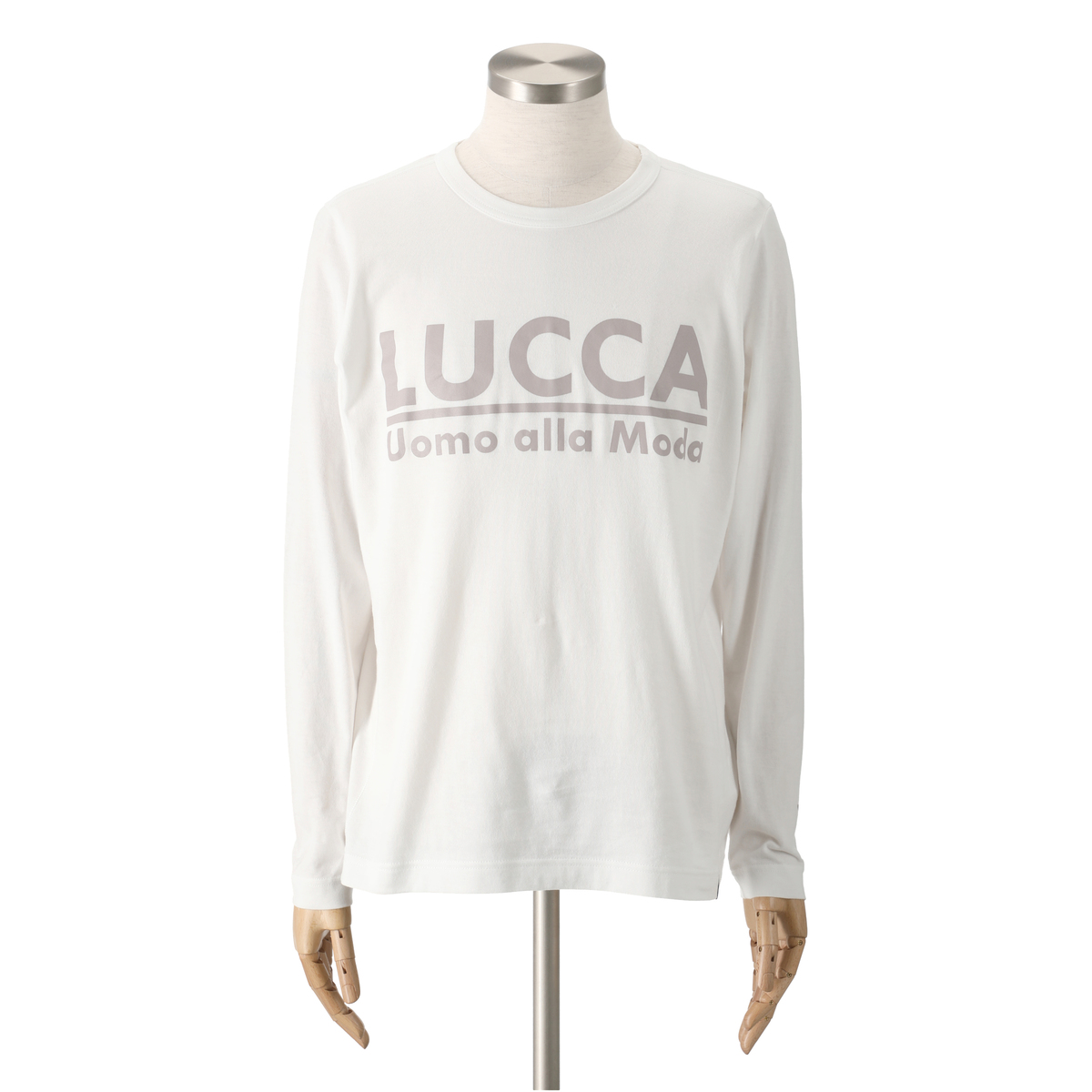 ＜QVCジャパン＞ Lucca Uomo alla moda ロングスリーブプリントTシャツ ＜サイズ＞ L ＜カラー＞ ホワイト