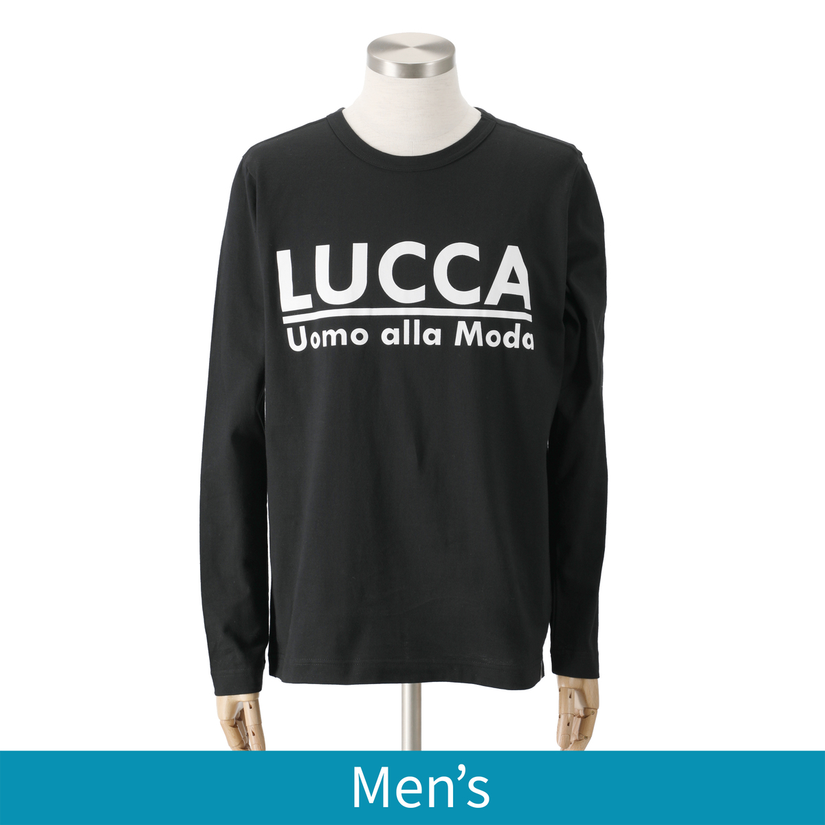 ＜QVCジャパン＞ Lucca Uomo alla moda ロングスリーブプリントTシャツ ＜サイズ＞ M ＜カラー＞ ブラック