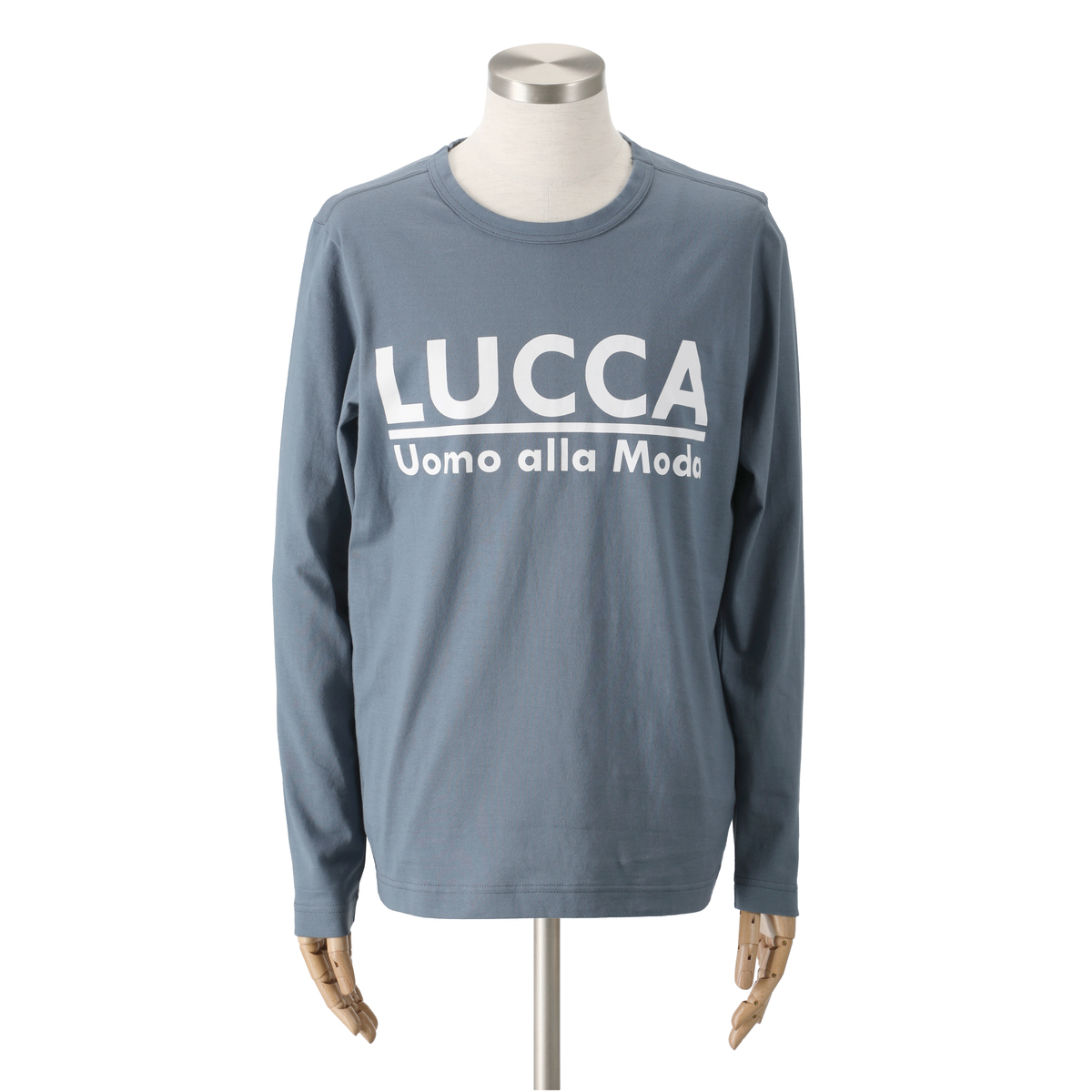 ＜QVCジャパン＞ Lucca Uomo alla moda ロングスリーブプリントTシャツ ＜サイズ＞ M ＜カラー＞ クラウドブルー