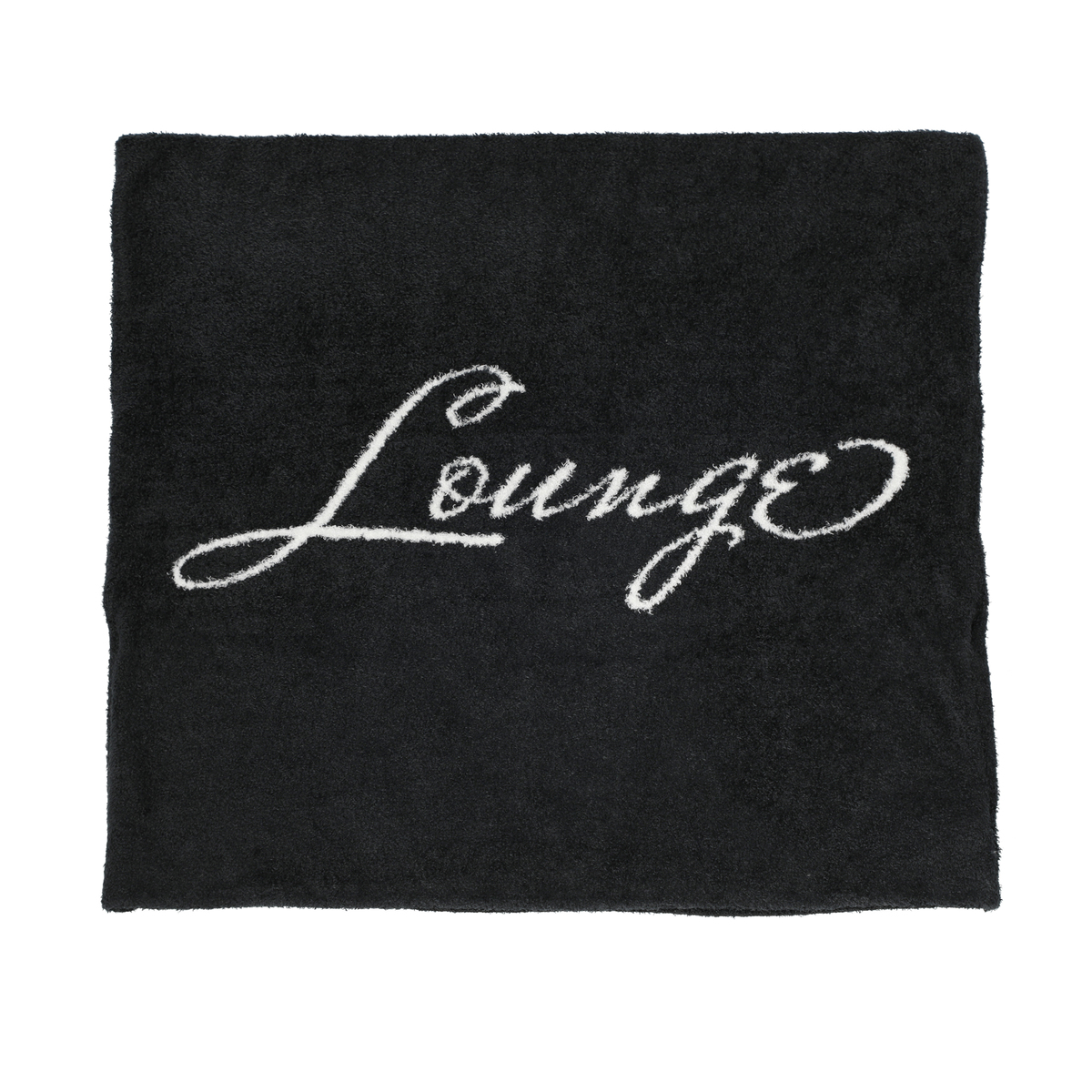 ＜QVCジャパン＞ Anne Coquine Loungeモコモコニットロゴ柄クッションカバー ＜カラー＞ ブラック