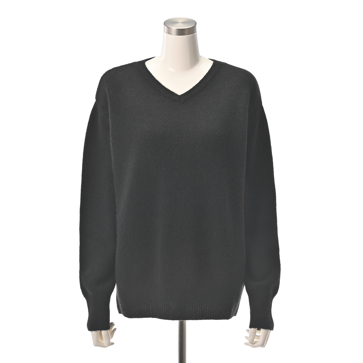  Anne Coquine Luxe ヤクミックスVネックベーシックセーター  S  ブラック