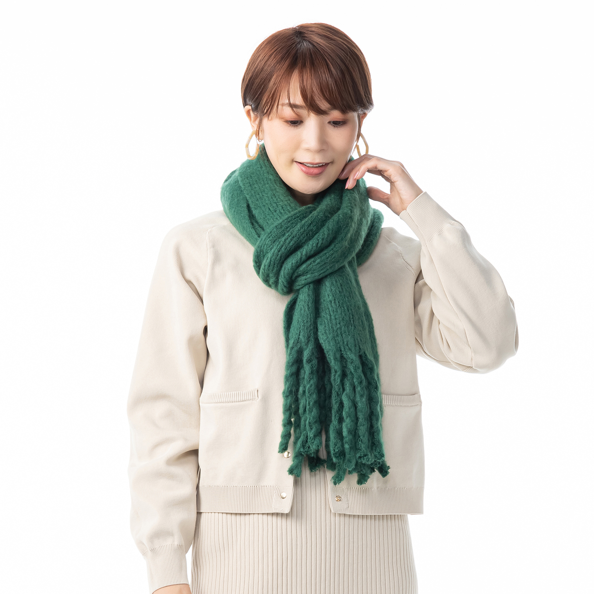 ルナジュメール 太フリンジラッセルマフラー ルナジュメール Lune Jumelle Qvc Jp