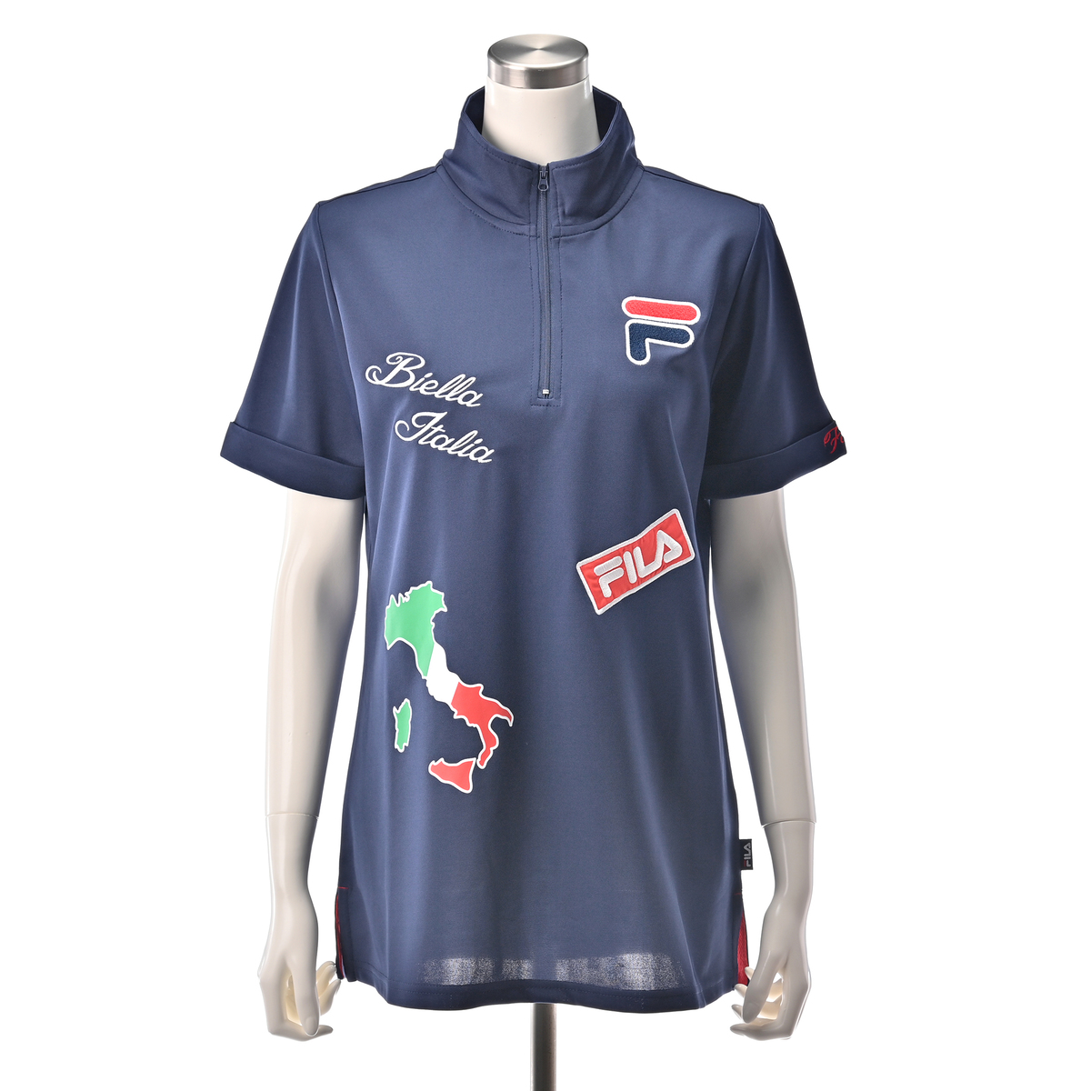 FILA UVワッペンデザインハーフZIPシャツ