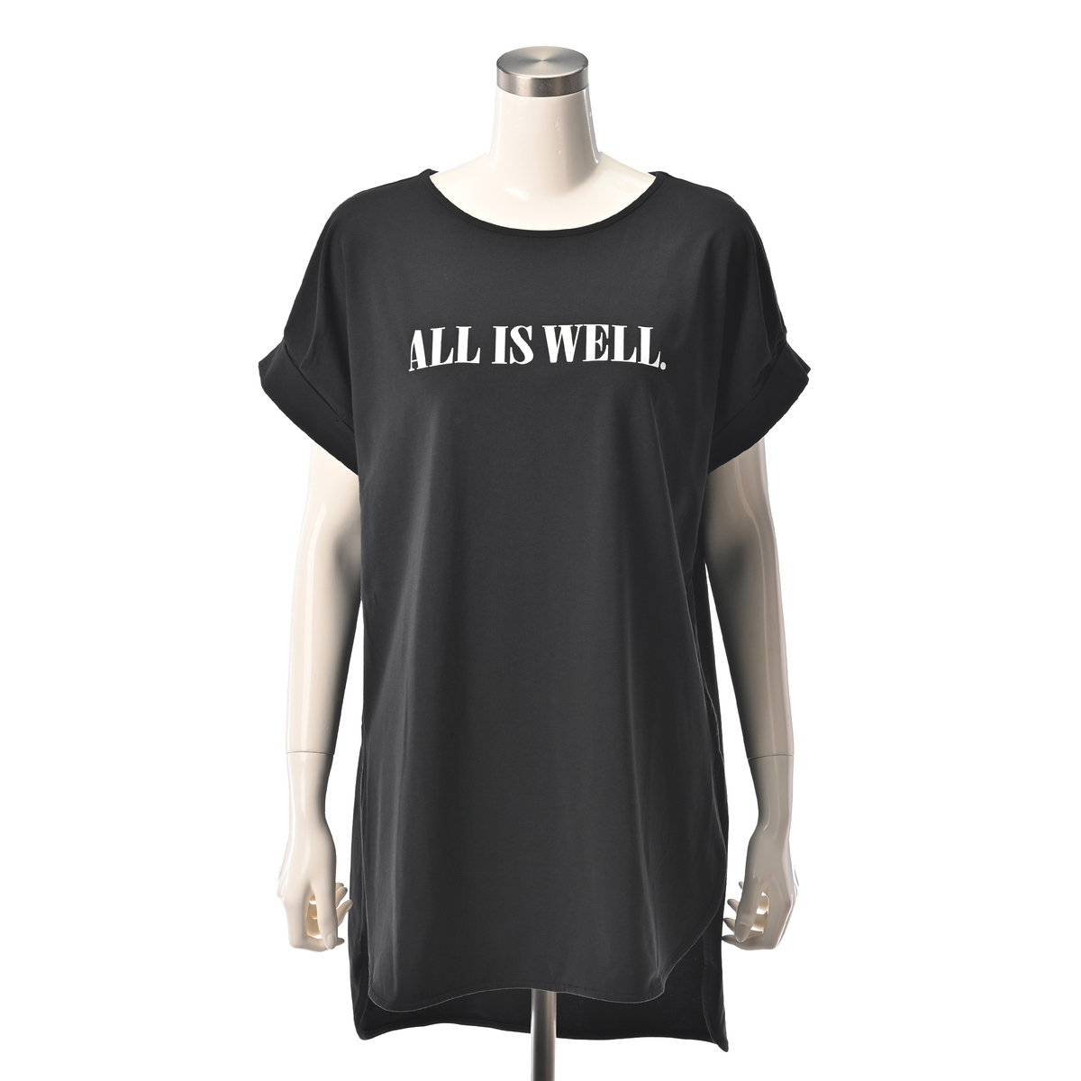 ANELA LUX セレカジ着やせポジティブロゴロングTシャツ