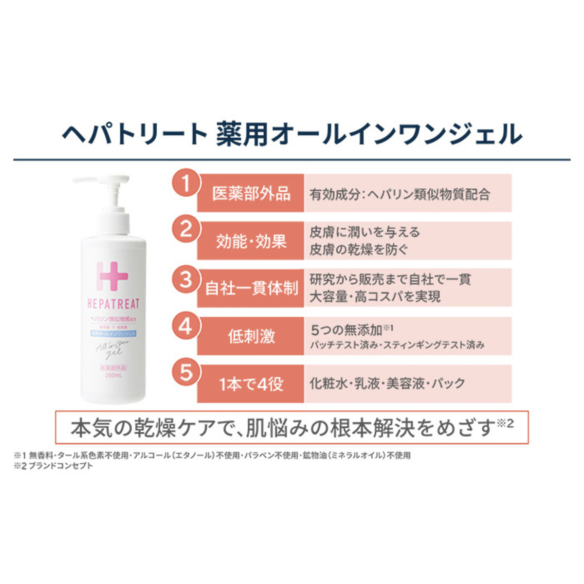 ヘパトリート 薬用オールインワンジェル 280ml - フェイスジェル