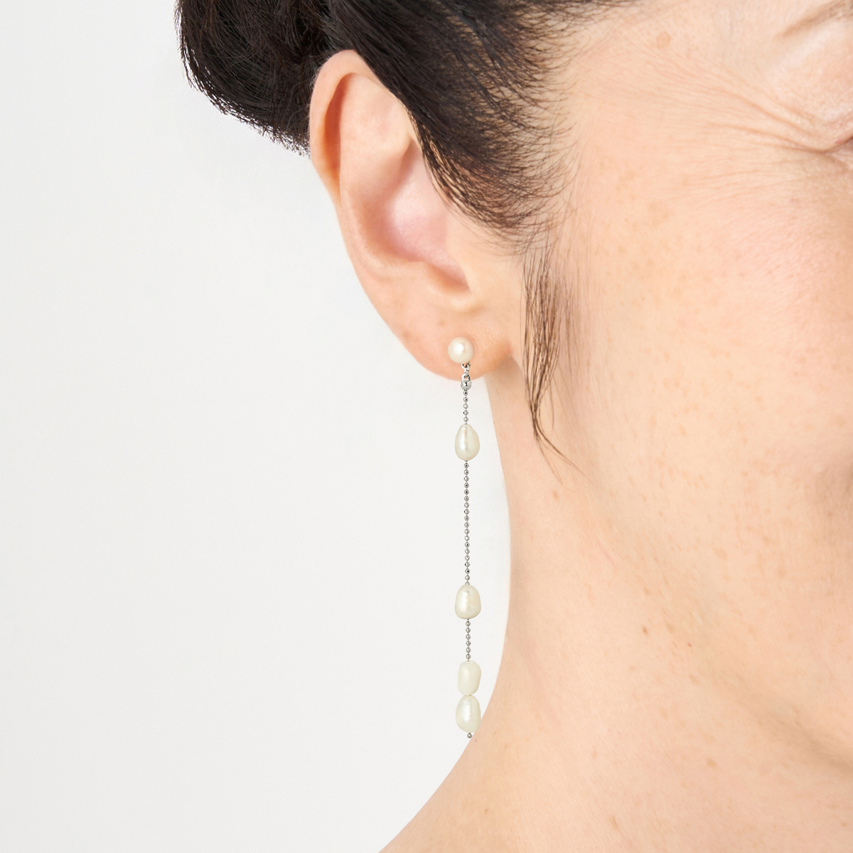 マルモ◆ラフカット✧インカローズ×淡水パールアシンメトリーピアス himeuzu〉淡水パールピアス（14kgf） ピアス（スタッド・一粒