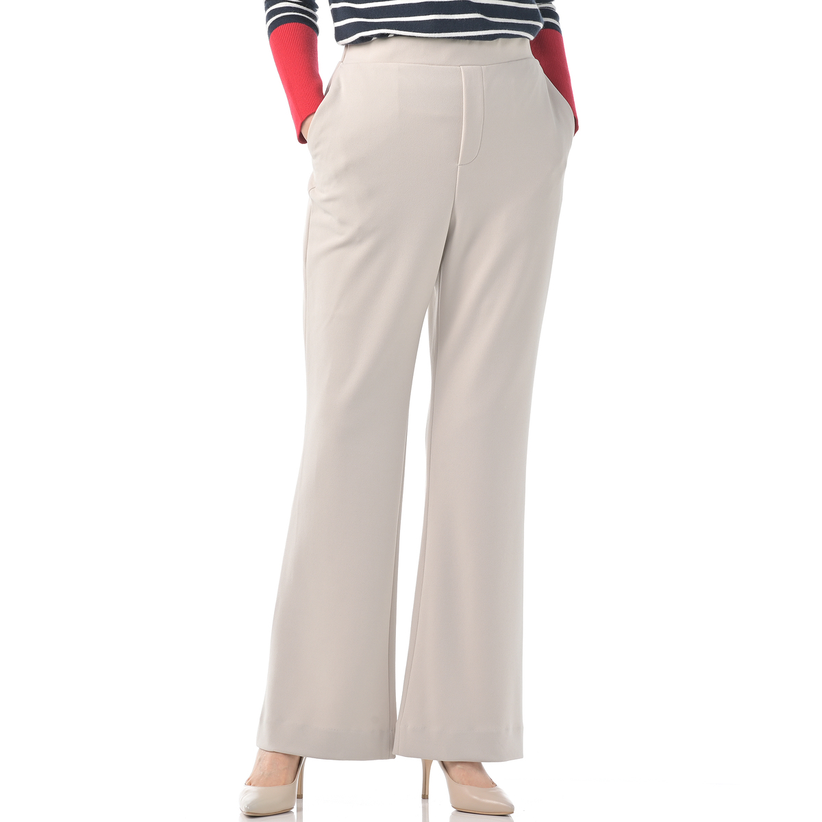 Provador ハイストレッチ ニットジョーゼットブーツカットパンツ 麻布プロバドール QVC.jp